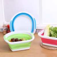Kitchen Foldable Travel Portable Folding Bin Basket Plastic Face Washbasin Fruit Vegetable Washing Basin